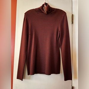 PERUVIAN CONNECTION STRIPED KNIT TURTLENECK L NWT